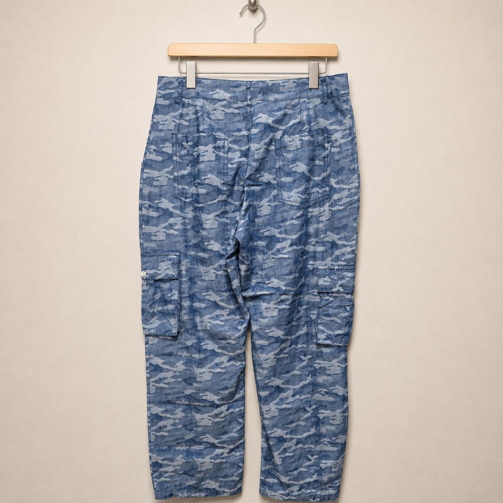Wild Honey Blue Camo Cargo Pants Medium Y2K Utility Wide Leg Streetwear - Picture 3 of 8